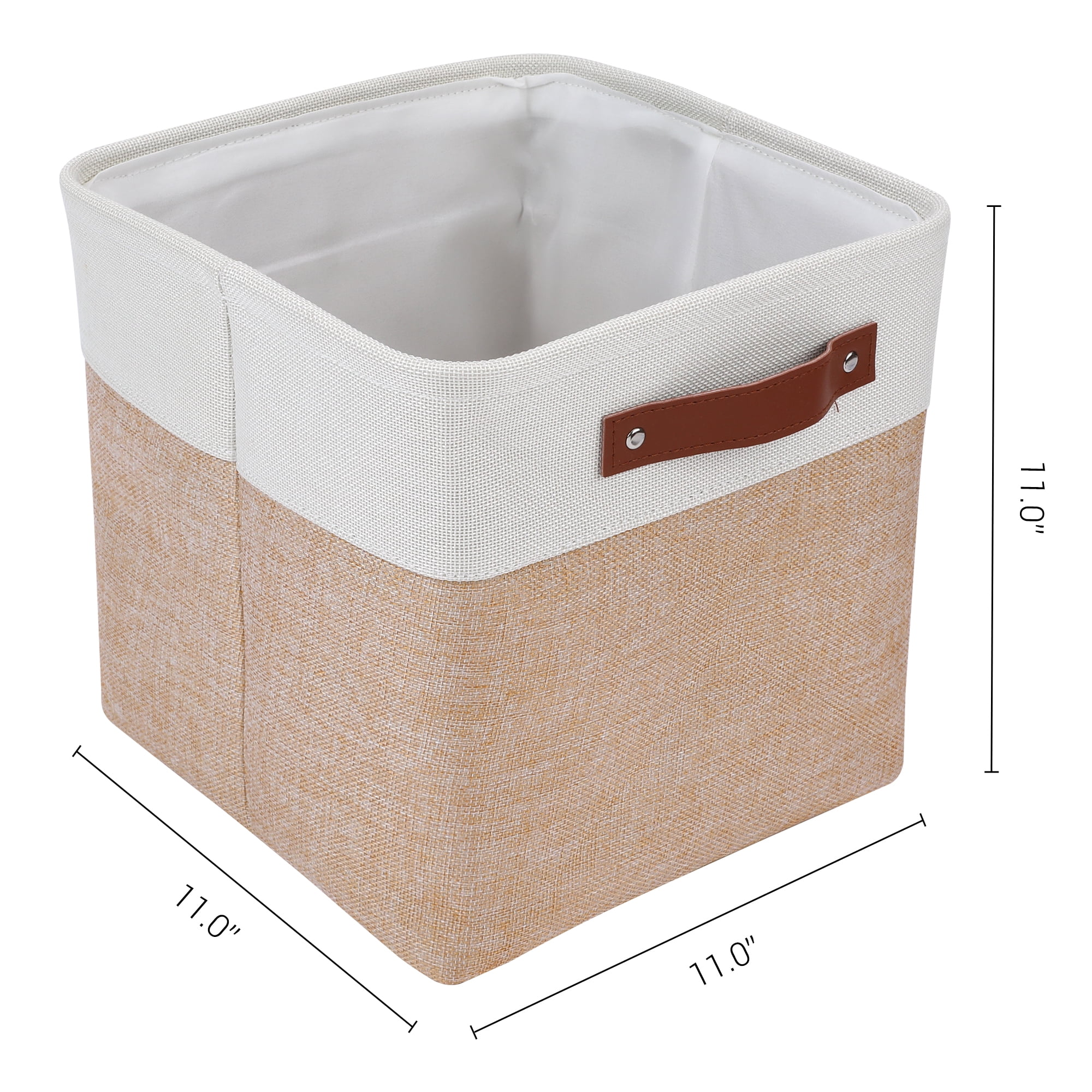 Unique Bargains Storage Cube Fabric Bin with Handles Apricot 11*11*11in