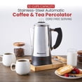 thumbnail image 2 of Elite Gourmet EC923 Electric Coffee Percolator, BPA Free, Keep Warm, Clear Brew Progress Knob, Cool-Touch Handle, Cordless Serve, 12-Cup, Stainless Steel, 2 of 5