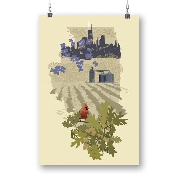Illustrated State-illinois Poster - Jacob Green Designs,