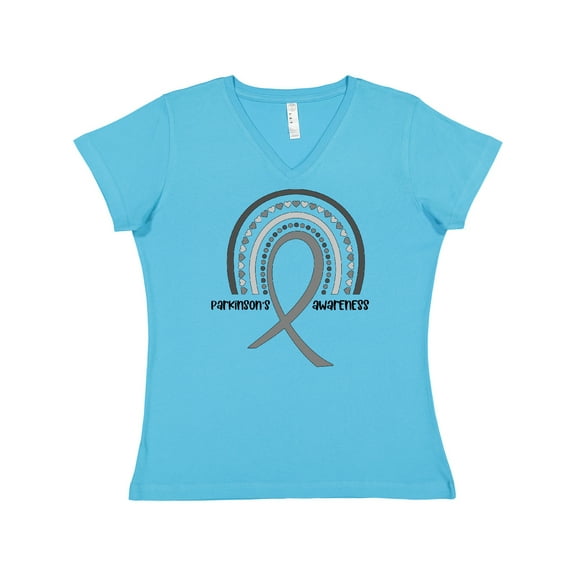 Inktastic Parkinson's Awareness Ribbon Rainbow Women's V-Neck T-Shirt