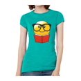 thumbnail image 1 of T-Shirt à Manches Courtes pour Femmes, Livre de Lecture Émoticône - Turquoise - Large, 1 of 1