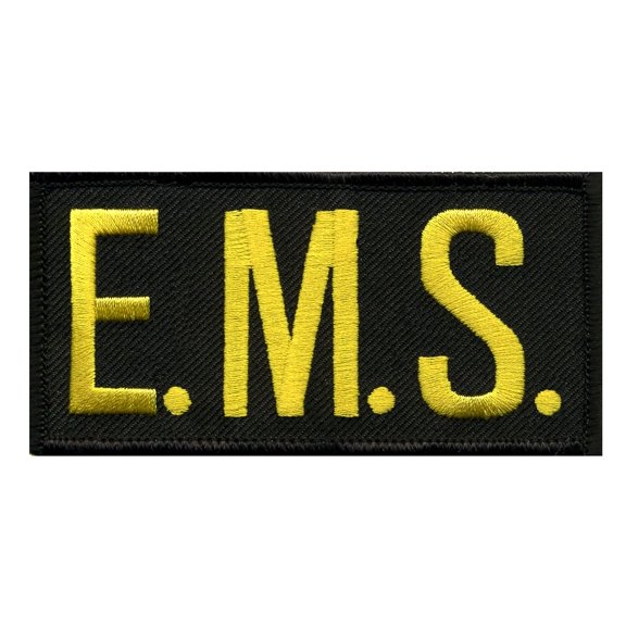 Hero's Pride E.M.S. Chest Patch, Hook Backing, Medium Gold/Black, 4" x 2"