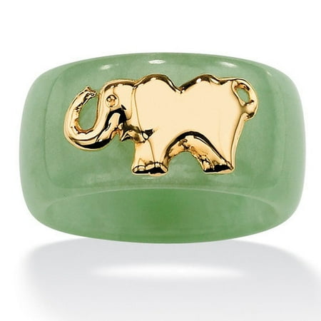 Palm Beach Jewelry 10k Gold Green Jade Elephant Band