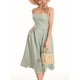 thumbnail image 3 of Vestido midi casual de verano para mujer, sin mangas, sin espalda, vestido de una línea de moda con bolsillos laterales de corte bajo,Green,M, 3 of 8