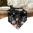 thumbnail image 4 of Table Runner Dresser Scarves Christmas Snowman with Tree Cotton Linen Burlap Table Cover Winter Snowflake on Black Table Runners for Family Kitchen Dining Holiday Party Banquet Decor, 4 of 5