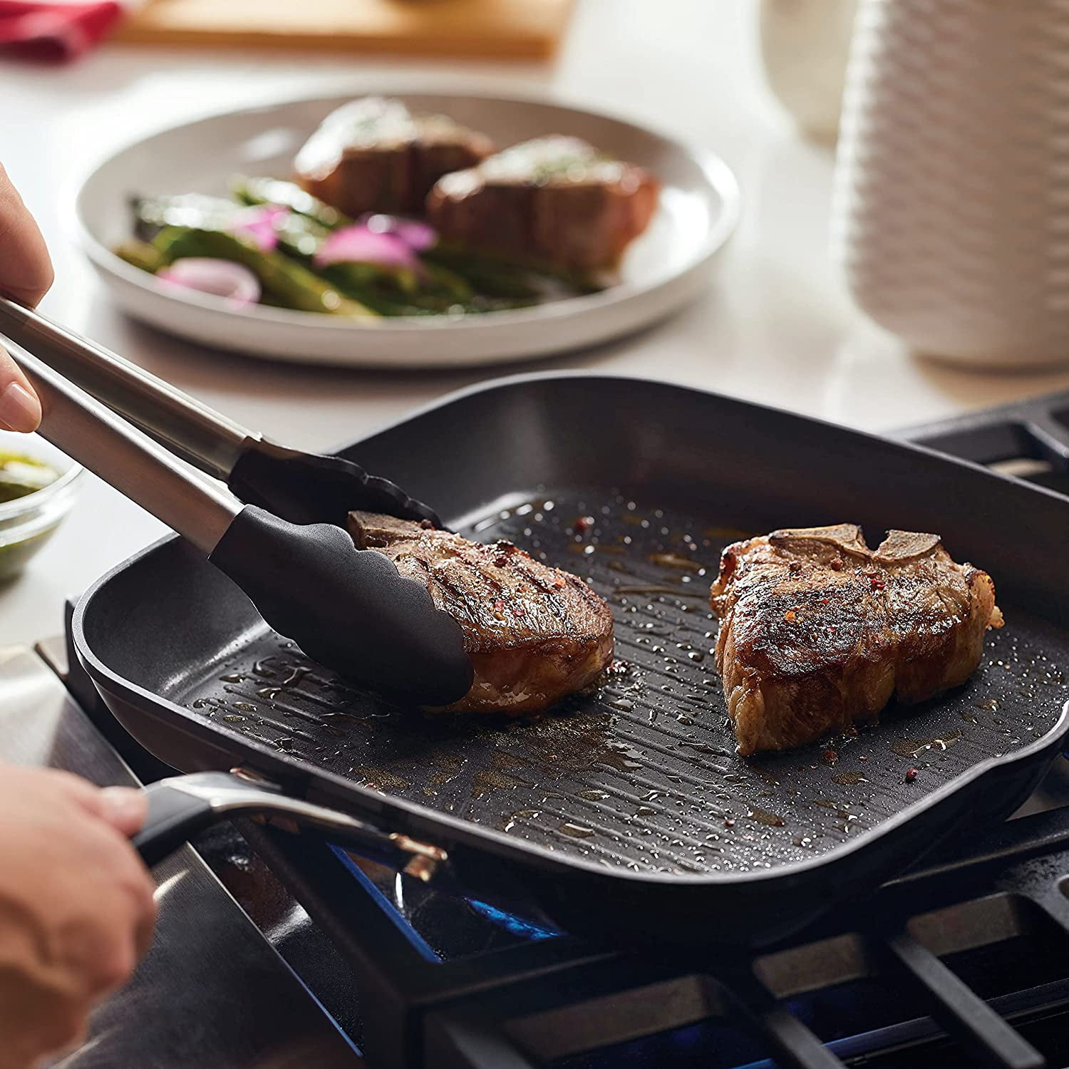 Hard Anodized Nonstick Square Grill Pan, 11.25 Inch,  Black