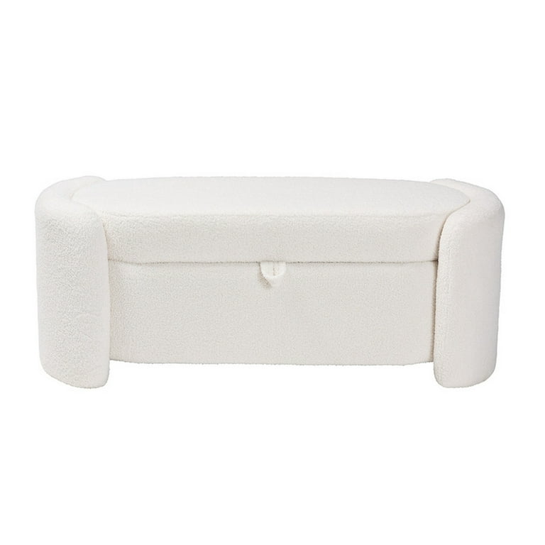 Baxton Studio Oakes Modern and Contemporary Ivory Boucle Upholstered Storage Bench