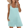 thumbnail image 2 of Women's Rompers Coverup Sleeveless Spaghetti Strap Wide Leg Bathing Jumpsuits Beach Summer Relaxed Fit Overalls with Pockets, 2 of 5