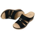 thumbnail image 2 of FAMITION Women's Wedge Sandals Open Toe Summer Black Wedge Sandal for Women Beach Bohemia Comfortable Wedges Ladies Elegant Boho Shoes, 2 of 8