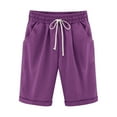 thumbnail image 4 of YUGYXL Bermuda Pants for Women Stretch Waist Drawstring Capris with Pockets Business Short Pants with Pockets Purple XXXL, 4 of 4