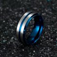 thumbnail image 6 of 8mm Silver Brushed Titanium Steel Band for Men Blue Black Plating Ring Size 7-12, 6 of 9