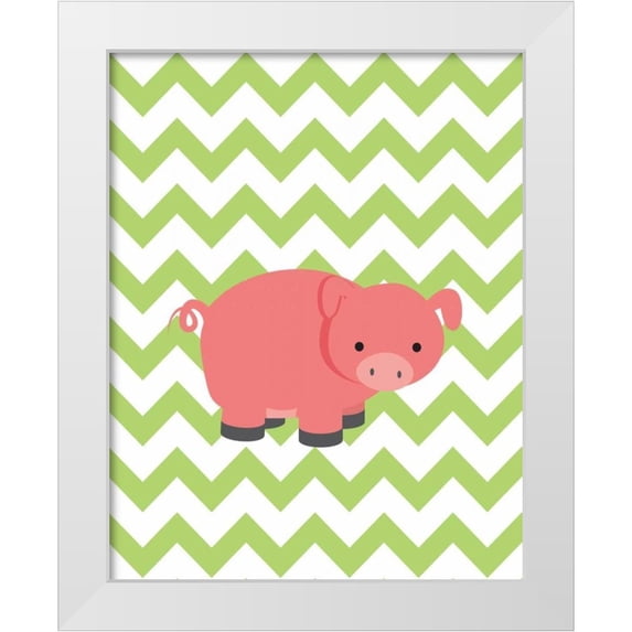 Robinson, Tamara 26x32 White Modern Wood Framed Museum Art Print Titled - Chevron Pig