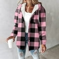 thumbnail image 2 of Arlun Flannel Jackets for Women Trendy Lined Button down Plaid Shacket Long Sleeve Hooded Jackets Loose Fit Comfortable Warm Oversized 2025 Fashion Fall Winter Coats Pink XXXL, 2 of 5