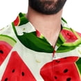 thumbnail image 5 of Watermelon Men's Hawaiian Button Down Printed Short Sleeve Summer Beach Shirts, 5 of 6