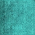 thumbnail image 1 of Ahgly Company Indoor Square Oriental Turquoise Blue Industrial Area Rugs, 4' Square, 1 of 4