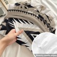 thumbnail image 4 of Full Size Fitted Sheet Set - Boho Black Brown 3 Piece Bedding Sets 16" Deep Pocket Fitted Sheet with 2 Pillowcases Retro Geometric Southwestern Ethnic Brushed Microfiber Hotel Luxury Bed Sheets, 4 of 9