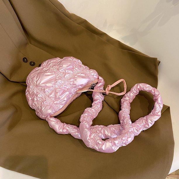 Bolso bandolera para mujer, suave, plisado, ligero, informal, para mujer (rosa)