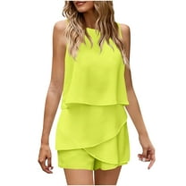 Mitankcoo Jumpsuits for Women Summer Dressy Sleeveless Ruffle Rompers Shorts Spring Vacation Travel Outfits