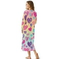 thumbnail image 2 of SEANATIVE Women's Night Gown Long Sleeve Sleep Shirt Button Front Pajama Dress Soft Full Length Nightshirt Sleepwear for Bedroom Home, XL, Colorful Heart-shaped Pattern, 2 of 7