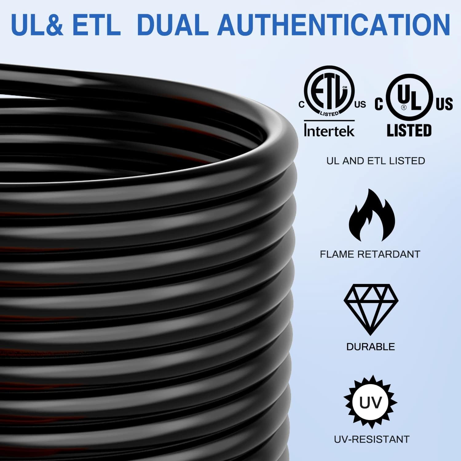 Nilight 30 Amp 25FT RV Extension Cord 125V Heavy Duty 10 Gauge Pure Copper STW Wire UL ETL Listed 3 Prong TT-30P TT-30R 30F/30M Weatherproof Cord Suit for RV Camper Caravan Trailer, 2 Years Warranty