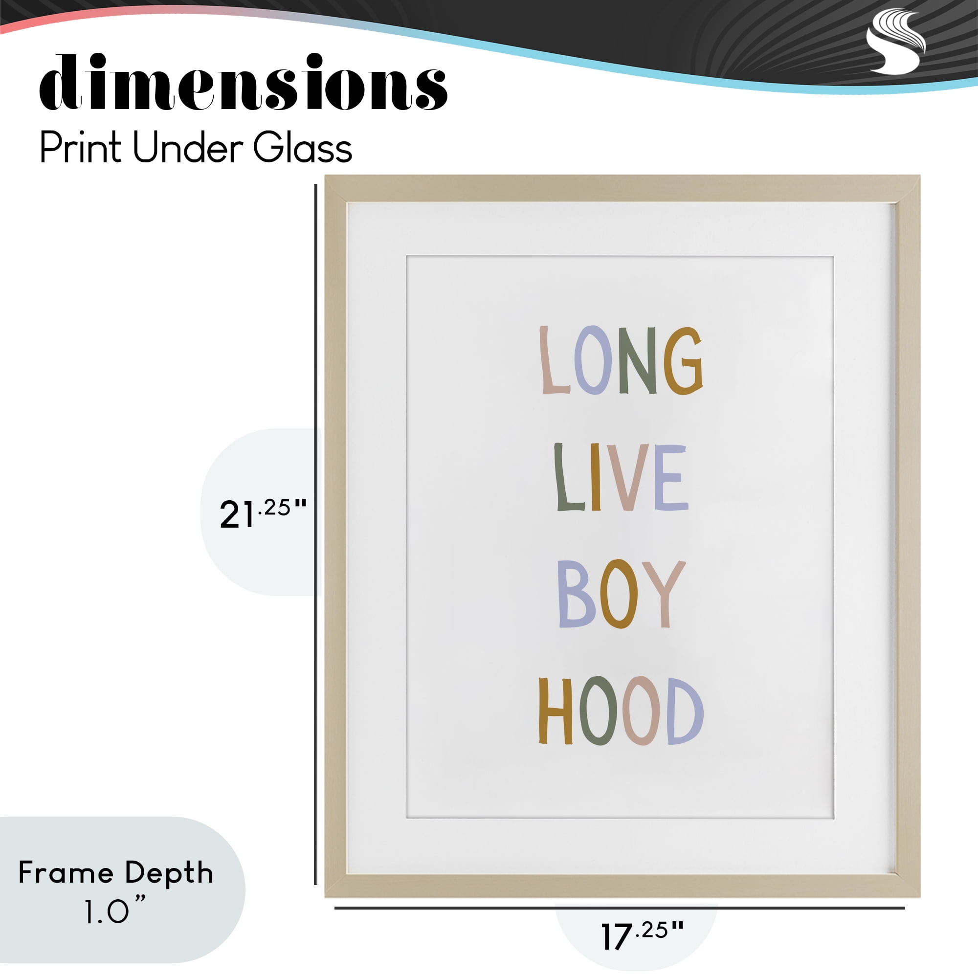 Stupell Industries Long Live Boy Hood Birch Framed Print Under Glass, design by Katie Griggs