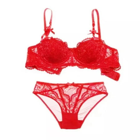 

Women s Bra and Panty Sets Pretty Push Up Lace Lingerie Sets Ladies Comfort Padded Underwire Bra Red