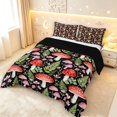 thumbnail image 2 of Homewish Kawaii Watercolor Mushrooms Queen Comforter Set,Dreamy Flowers Comforter Sets Queen,Red Green,Black Reversible,3pcs,1 Comforter and 2 Pillowcases, 2 of 7