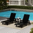 thumbnail image 2 of Bayport Outdoor 3PC HDPE Plastic Reclining Chaise Lounge/Table Set Black, 2 of 13