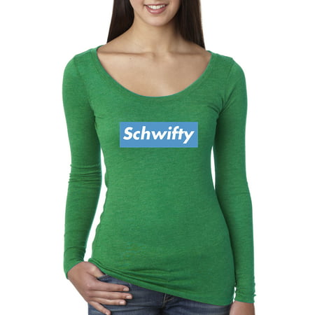 New Way 858 - Women's Long Sleeve T-Shirt Schwifty Supreme Rick Morty Parody Logo Medium (Best Supreme Box Logo Replica)