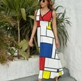 thumbnail image 4 of Maxi Dress Vintage Geometric De Stijl Dress Summer Mondrian Minimalist Aesthetic Bohemia Long Dresses Woman High Waist Kawaii Maxi Dress, 4 of 7