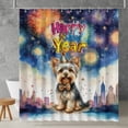 thumbnail image 2 of Happy New Year with Yorkshire Terrier Fireworks Holiday Xmas Winter 2025 Shower Curtain Yorkie Dog Lover Gifts Waterproof Bathroom Bathtub Curtain - 00025, 2 of 5