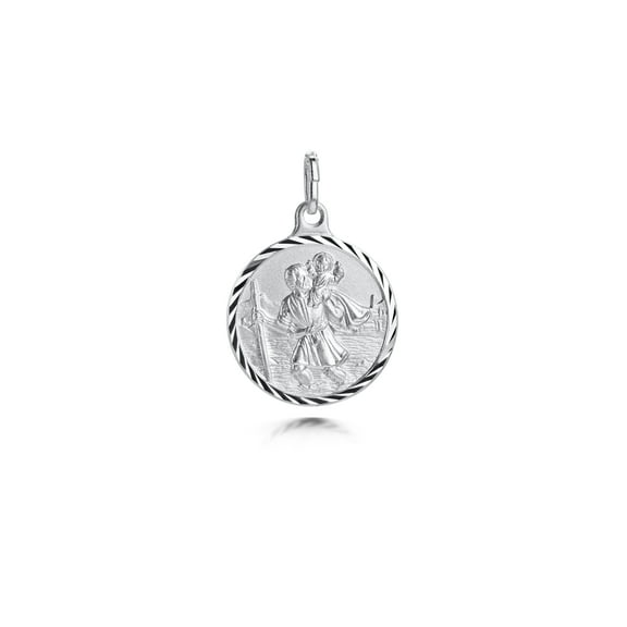 Amberta 925 Sterling Silver - Pendant with Saint St Christopher Engraving - Medallion for Men and Women - For Travelers