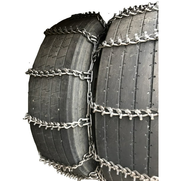 Snow Chains 245/75R22.5, 245 75R22.5 Studded Dual Tire Chains Set of 2