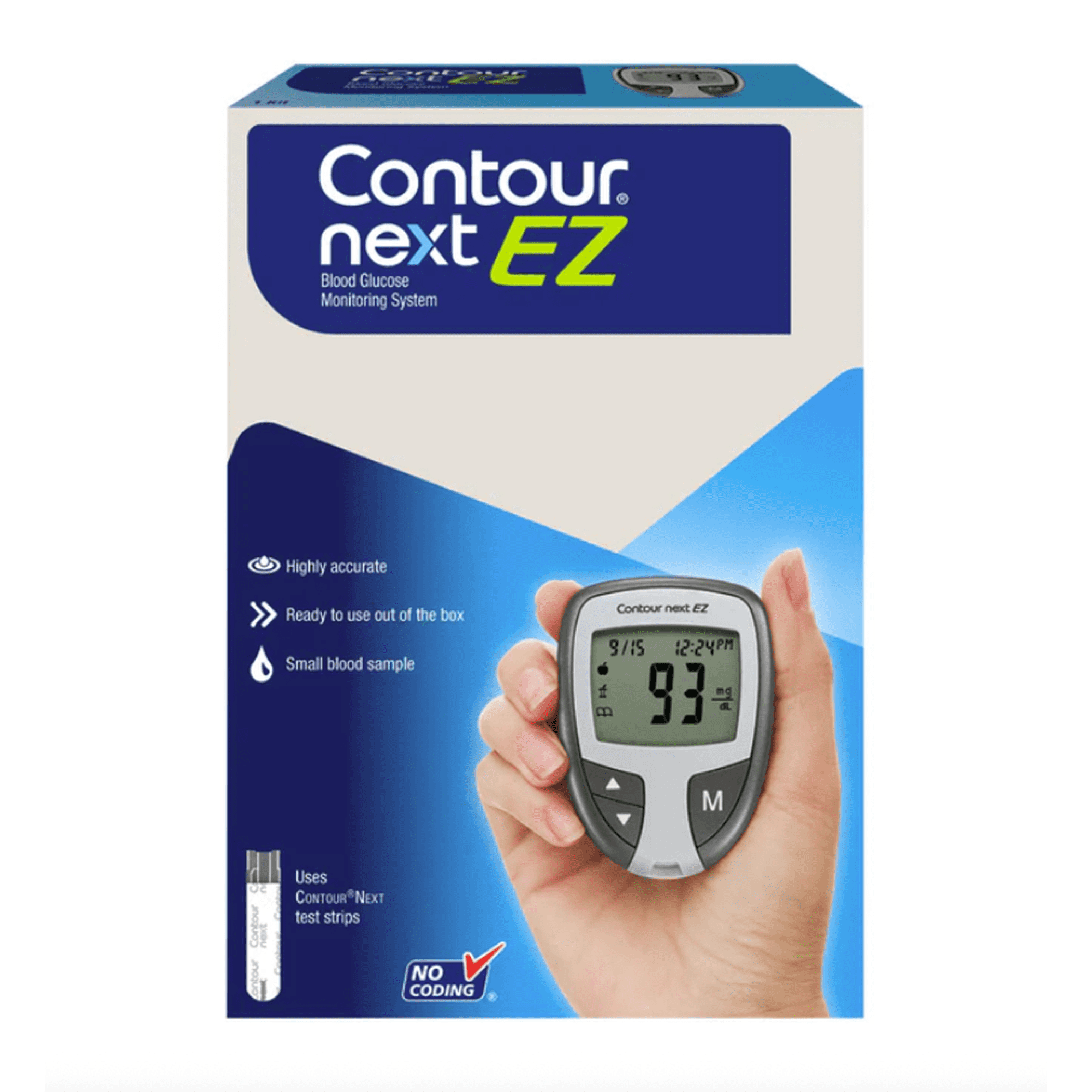 CONTOUR NEXT EZ Blood Glucose Monitor All-In-One Kit with Test Strips, Accurate Blood Sugar Monitor, Easy-to-Use Glucose Meter, Portable and Reliable Diabetes Testing Kit.