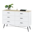 thumbnail image 7 of Smilegend 6 Drawer Dresser for Bedroom with Deep Drawers, Wood Dresser & Chest of Drawers, Modern White Long Dresser for Closet Living Room, 47.2"W x 15.7"D x 31.5"H, White & Oak, 7 of 7