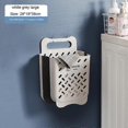 thumbnail image 1 of Cesto de ropa sucia plegable para el baño, cesta de almacenamiento de ropa sucia para colgar en la pared del hogar, cesta de ropa sucia sin perforaciones, cubo para colocar ropa, L, blanco y gris, 1 of 5