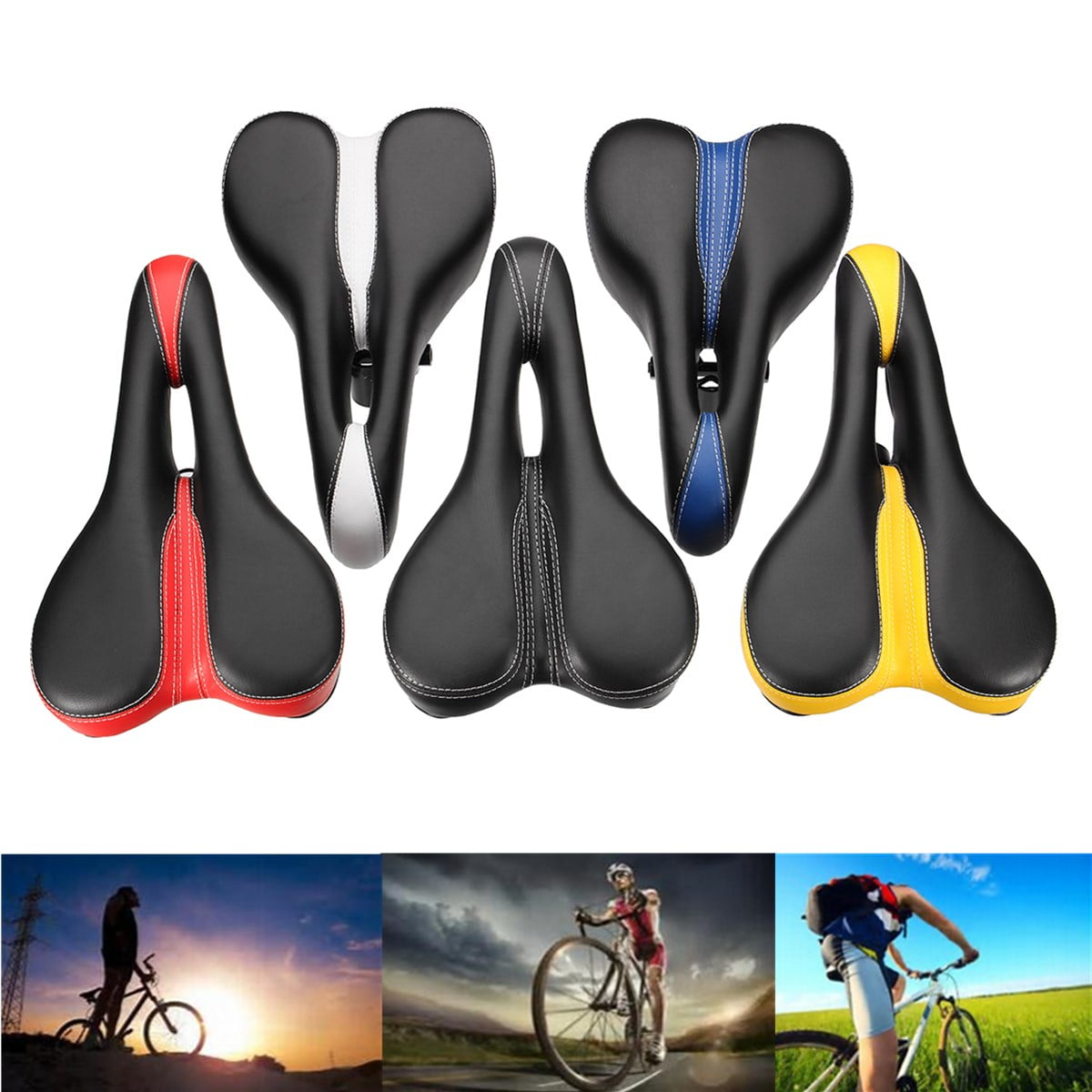 Shockproof Unisex Road MTB Bike Hollow Saddle Bicycle Cycling Seat Cushion Pad