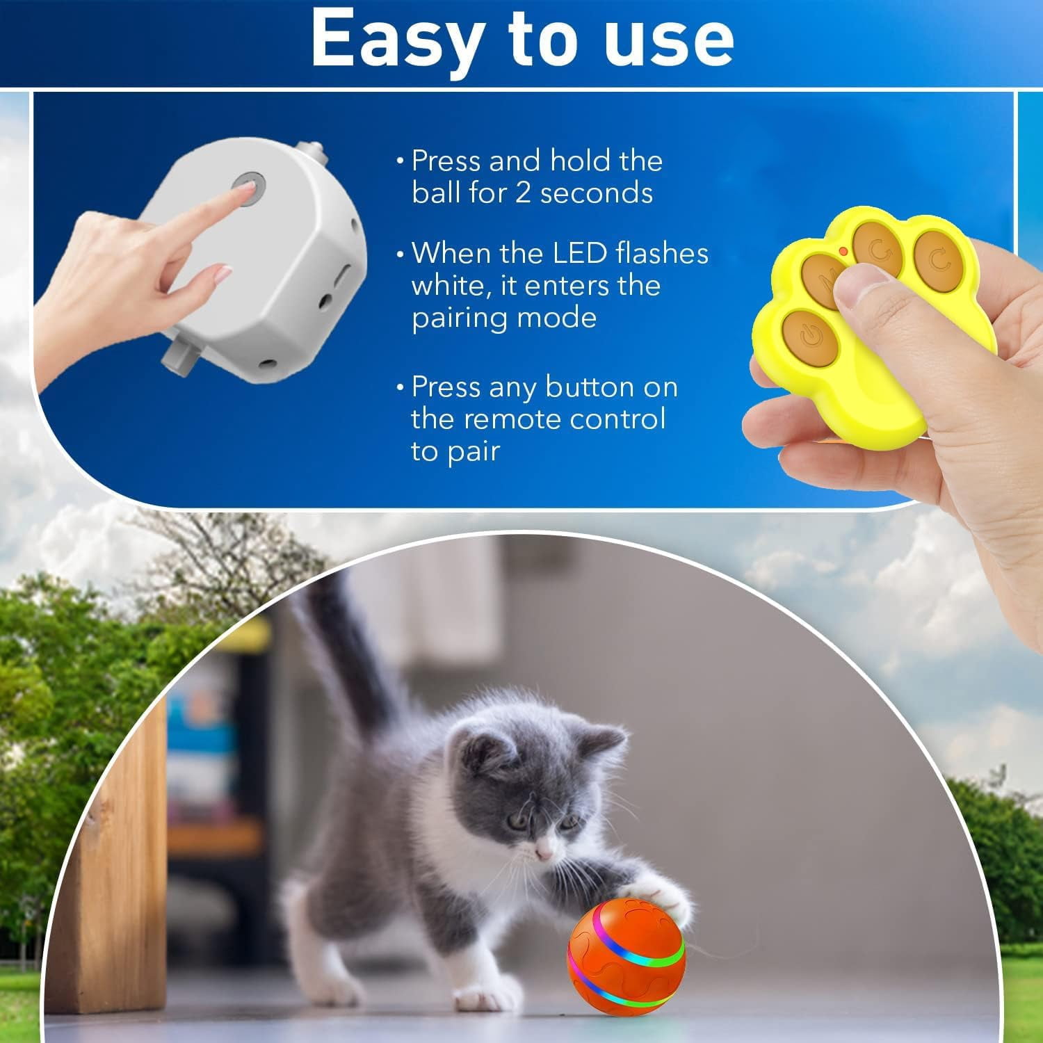 CSD Interactive Dog Toy Ball with Remote Control, Active Rolling Ball for Aggressive Chewers, Round