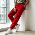 thumbnail image 5 of Mens Baggy Sweatpants Loose Fit Cotton Casual Comfy Stretch Wide Leg Sweat Pants with Pockets Red,S, 5 of 7