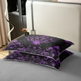 thumbnail image 4 of Manfei Victorian Damask 100% Cotton Duvet Cover Queen Size, Vintage Baroque Floral Comforter Cover, Black Purple Bed Cover, Breathable Bedroom Decor, 4 of 9