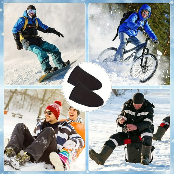 mmirethe 2pairs Black Shock-absorbent Toe Warmers Stay Warm And Enjoy Outdoor Activities Elastic Toe Covers Black L