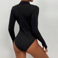 thumbnail image 4 of Idoravan Bodysuits for Women Long Sleeve,Women's Long Sleeved Solid Color Fashion Tight Fitting Cutout Jumpsuit Black S, 4 of 8