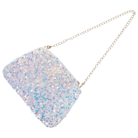 NIAIZEK Small White Sequin Shoulder Bag with Adjustable Chain Strap for Evening Events