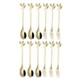 thumbnail image 5 of TAILTOSS 12Pcs Golden Stainless Steel Forks and Spoons Dessert Lovers and Nature Admirers, 5 of 8