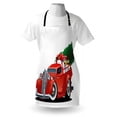 thumbnail image 3 of Christmas Apron Vintage American Truck with Large Xmas Tree and Gift Boxes Pickup Retro Vehicle, Unisex Kitchen Bib Apron with Adjustable Neck for Cooking Baking Gardening, Green White, by Ambesonne, 3 of 3