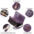 thumbnail image 4 of Leather Credit Card Holder Wallet for Women RFID Blocking Large Capacity Bifold Zipper Card Case Organizer with Wristlet 45 Slots（deep purple）, 4 of 5
