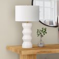 thumbnail image 2 of Evelyn&Zoe Carlin 27" Tall Ceramic Table Lamp with Fabric Shade, Matte White/White, 2 of 6