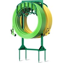 Garden Water Hose Holder Holds 2 * 150Ft Hoses, Heavy-Duty Metal Freestanding Hose Holder with 4 Spikes, Rustproof Garden Hose Hanger Storage for Outside, Yard, Lawn