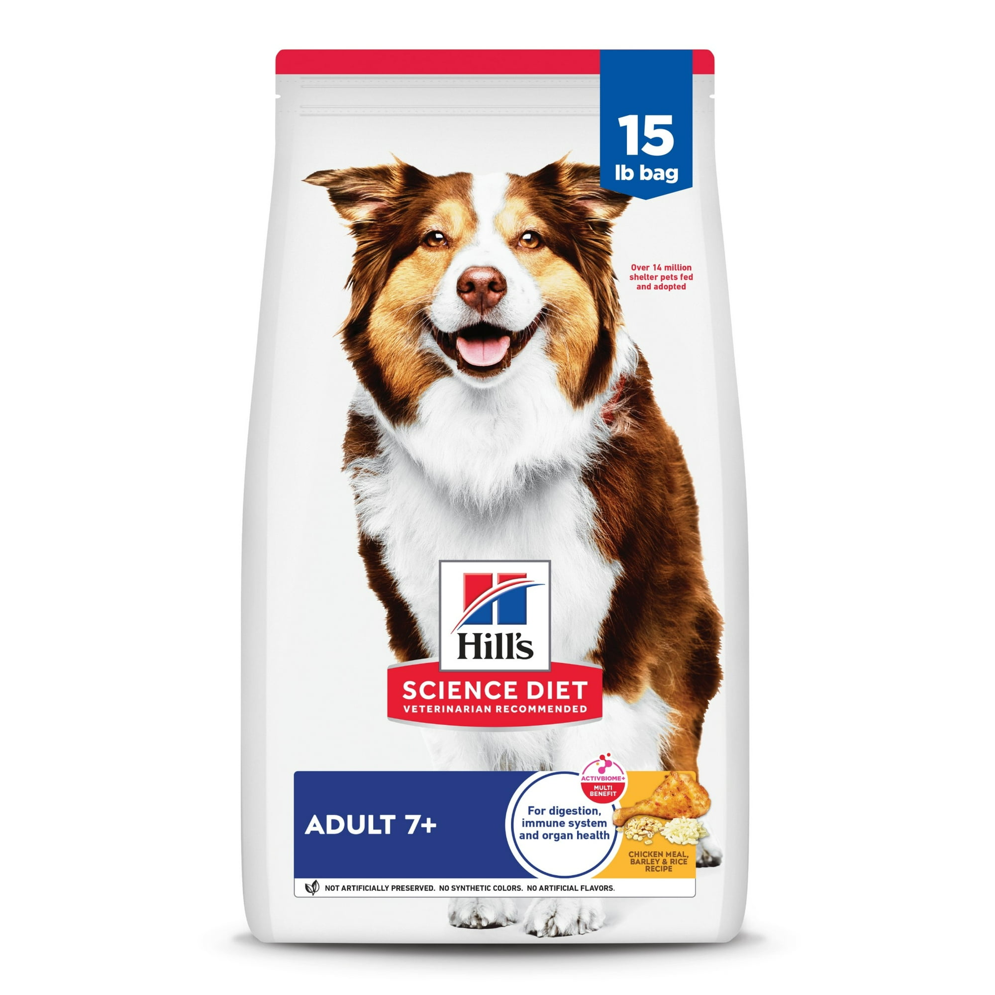 Hill's Science Diet Chicken, Barley & Brown Rice Dry Dog Food for 7+ Senior Dogs, 15lb Bag