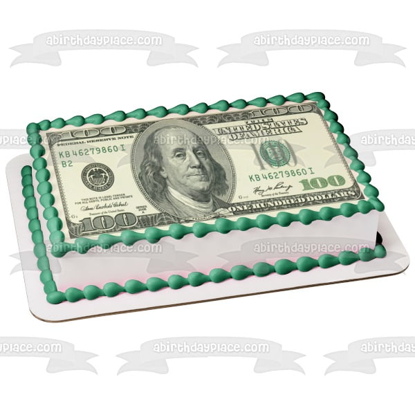 100 Dollar Bill Benjamin Franklin Edible Cake Topper Image ABPID06693 - Walmart.com - Walmart.com